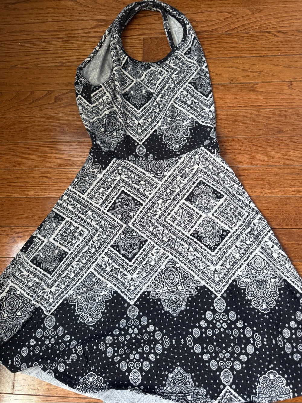 Women’s Black and White Halter Dress